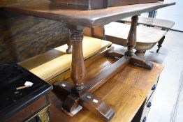 A traditional oak refectory style coffee table, approx. 112 x 50cm