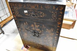 A vintage cabinet of small proportions in the Oriental style, dimensions approx. Height 60 width