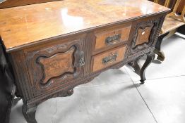 A late Victorian mahogany side cabinet/wash stand , on shaped legs, width approx. 117cm