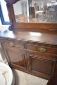 A Victorian married oak sideboard with Art Nouveau style mirror back, width approx, 122cm