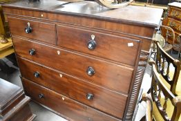 A Victorian mahogany chest of two over three drawers (af), dimensions approx. Height 116 width 127
