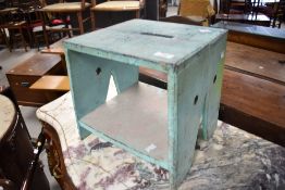 A rustic painted stool, dimensions approx. 31 x 30 x 29cm