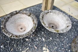 A pair of concrete garden planters, diameter approx. 61cm each