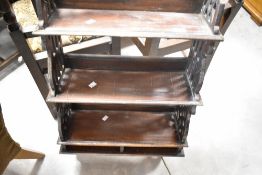An Oriental hardwood wall shelf, width approx. 52cm
