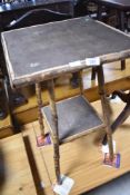 A vintage bamboo occasional table , having square top and undertier, on splay legs, approx. 40 x