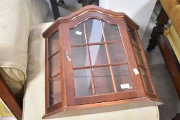 A reproduction mahogany wall display cabinet of small proportions, approx. 52 x 54cm