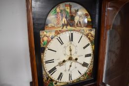 A 19th Century mahogany long case clock having eight day movement with painted dial named J Brow(