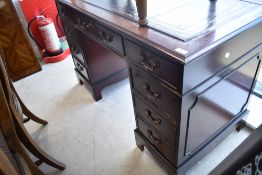 A reproduction Regency style pedestal desk, approx. 122 x 61cm