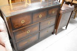 A Laura Ashley Balmoral dark chestnut three and four drawer chest of drawers, dimensions approx.