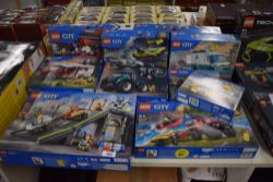 A collection of modern LEGO building sets manufactured by LEGO System A/S, Billlund, Denmark. The L