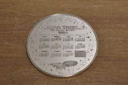 925 Sterling Silver Star Trek Medallion, The Motion Picture 15th Anniversary 1994 Calander,,