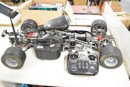 A large-scale radio-controlled Formula 1 racing car chassis manufactured by FG Modellsport. The