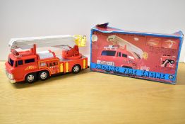 MT Modern Toys Masudaya (japan), Plastic and Battery Operated Snorkel Fire Engine, very little us