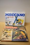 A pair of vintage Meccano construction sets manufactured by Meccano Ltd, Binns Road, Liverpool,