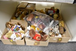 A collection of dressed plush teddy bears from The Teddy Bear Collection partwork series by