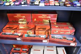 A collection of Matchbox Models of Yesteryear die-cast metal vehicles, featuring various