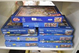 A collection of 1000-piece jigsaw puzzles manufactured by Gibsons, a long-established British
