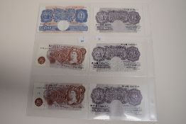 British Bank Notes, Comprising Wartime Issue Blue One Pound, K Peppiatt, Wartime Issue Purple Ten