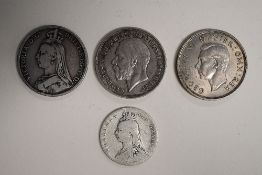 A Queen Victoria Silver Crown 1889 Jubilee Head, Rev George And Dragon, A George V 1935 Rocking
