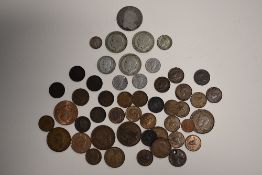 A William III Half Crown (Very Worn), Also A Collection Of 19th And 20th Century Silver And Copper