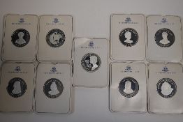 A Collection Of Silver Proof, Birmingham Mint, 1977 Commemorative Crowns, Queens Of The British