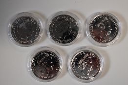 Royal Mint Elizabeth II, 2014, Silver Britannia Two Pounds, BU, Obv Elizabeth II, Rev Britannia