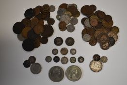 A Collection Of British And World 19th And 20th Century Silver and Copper Coinage, Comprising, A