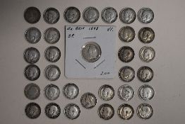 An Amount Of Silver Threepences, Victoria 1895, 1898, George V 1911, 1912, 1913 x2, 1914, 1915 x4,