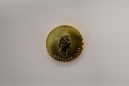 A Royal Canadian Mint 1991 Gold 50 Dollars, Obv Elizabeth II, 50 Dollars 1991, Rev Canada, Maple