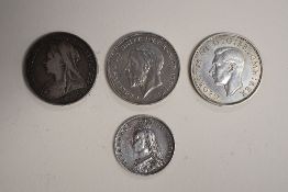A Queen Victoria Silver Crown 1897 LXI, Old Veiled Bust, A George V 1935 Rocking Horse Crown, A