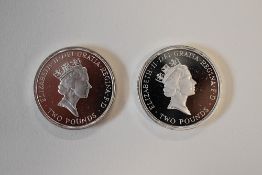 Silver Proof Commemorative Two Pound Coins, 1995 50th Anniversary Of The End Of World War II, 1995