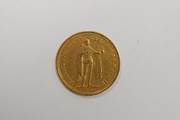 A Hungarian Gold 1902, 10 Korona, Obv Crowned Shield With Angel Supporters, Rev Emperor Standing,