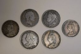 Nineteenth Century British Silver Crowns And Double Florins, Comprising, A George III 1820 Crown , A