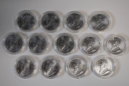 South Africa Silver Krugerands, BU, Obv Portrait Paul Kruger, Rev Springbok Antelope, Weight 31.2