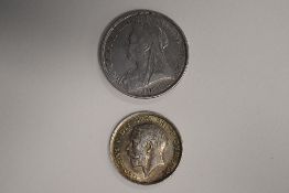 A Queen Victoria Silver Crown 1893 LVI Obv Old Veiled Head, Rev George And Dragon. A George V 1916