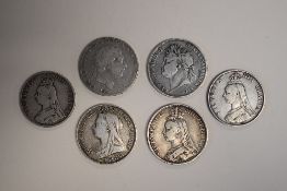 Nineteenth Century British Silver Crowns And Double Florins, Comprising, A George III 1820 Crown LX,