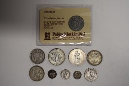 World Silver Coinage, Comprising, USA 1964 Kennedy Half Dollar, 1944 Washington Quarter, 1944