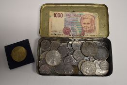 World Coinage Comprising, An Austrian 1964 Silver 50 Schilling Coin Commemorating The Innsbruck