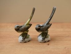 Two Rosenthal German porcelain wagtail studies, both stamped T. Karner, Bachsteuze, 575 to base,