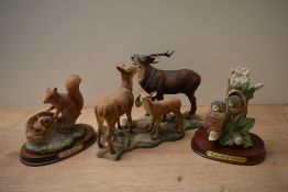 A group of three Leonardo Collection animal groups to include 'Highland Mist' having damaged