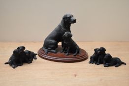A group of three Border Fine Arts animal group studies comprising 'Labrador & Pup' model number