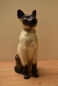 A large Beswick Pottery Siamese Cat (Seated, Head up) model number 2139 designed by Mr Garbet in
