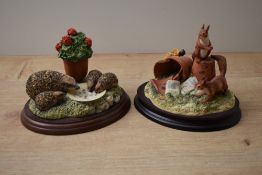 Two Border Fine Arts animal studies 'Hedgehog Family' model number B0222, designed by Kirsty