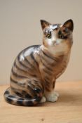 A large Staffordshire Pottery 'Just Cats' sitting tabby cat study, marked to base, measures 28cm.