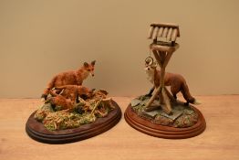 Two Border Fine Arts animal group studies including limited edition 'Mousing' model number FT06,