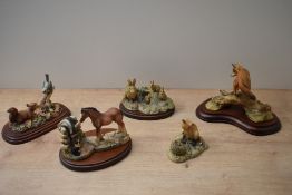 A group of five Border Fine Arts animal studies to include 'Curiosity' model number JH81 designed by