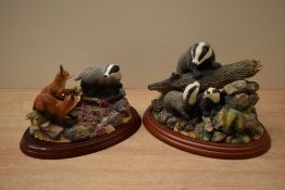 Two Border Fine Arts animal groups comprising 'Discovery' model number A1283 designed by Ray Ayres