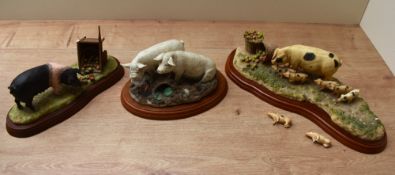 Three Border Fine Arts animal group studies comprising 'Upsetting The Apple Cart' model number A7935