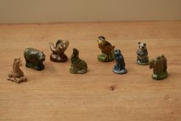 A large selection of Wade English porcelain whimsies studies, including pig, horse, rhinoceros,