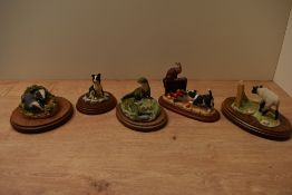 A group of five Border Fine Arts animal groups to include 'Jess' model number JH20 designed by Ray